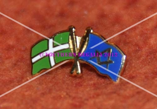 Devonshire & Square Compasses Dual Flags Lapel Pin - Click Image to Close